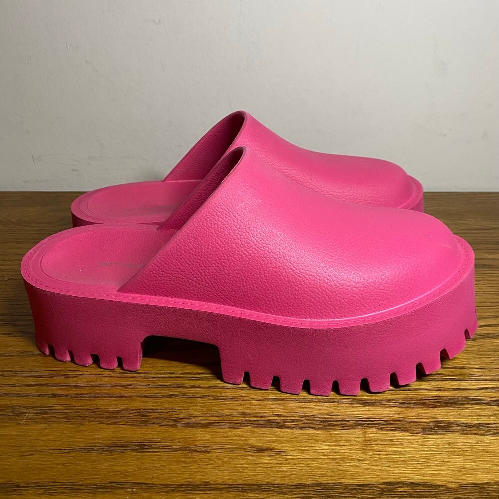 Jeffrey Campbell Clogge Fuchsia Slip On Chunky Platform Mule Clog Sandals Size 9 - Picture 1 of 7